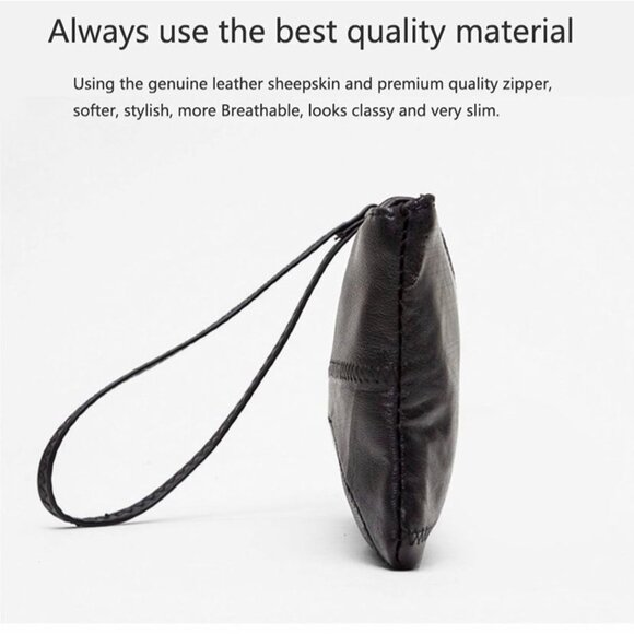 HaloVa‎ Womens Wallet Wrist Strap Black Leather Clutch Purse Long Large Capacity - Picture 2 of 9